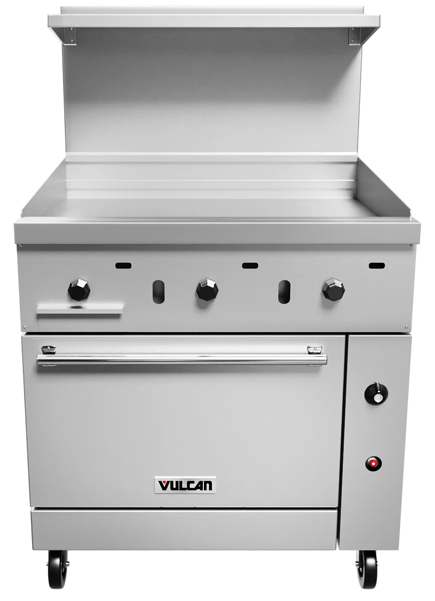 VULCAN HDUTY NAT. GAS 2 BURNERS STOVE WITH OVEN AND 36W x24D GRIDDLE  COMBO